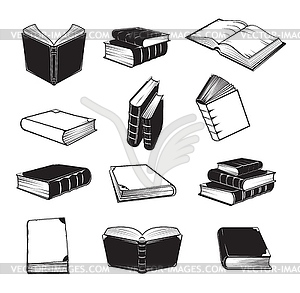 Ancient book volumes pile and stacks - royalty-free vector clipart