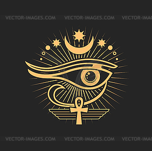 Эзотерический знак, мистический оккультный талисман глаз Гора - клипарт в векторном формате