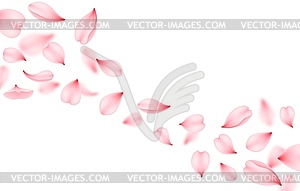 Flying sakura background. Pink cherry petal - vector clipart