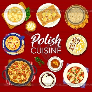 Polish cuisine restaurant dishes menu cover - color vector clipart