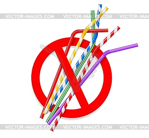 Forbidden plastic straw realistic symbol or sign - vector clipart