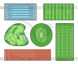 Stadium and pool tracks, ground, field and court - royalty-free vector image