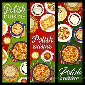 Polish cuisine restaurant meals menu banners - vector clipart