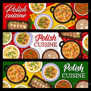 Polish food menu, Poland cuisine restaurant banner - vector clipart