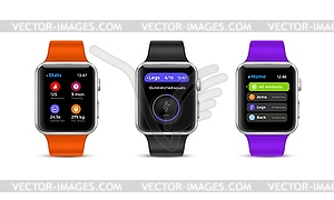 Fitness tracker, watch display screen interface - vector clipart