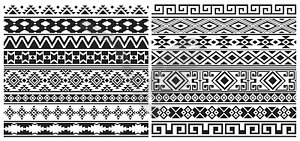 Mexican aztec, mayan border patterns - vector clipart / vector image