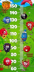 Kids height chart with cartoon berry characters - vector clipart