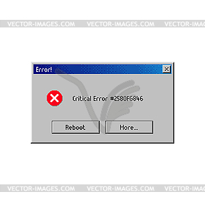 Окно сообщения о критической ошибке, всплывающее предупреждение ПК - клипарт в векторе / векторное изображение