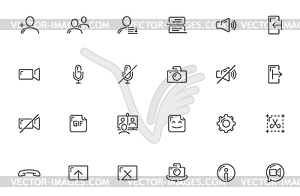 Videocall icons, conference video call interface - vector clip art