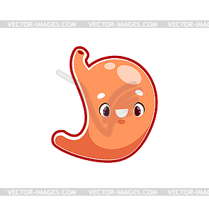 Мультяшный желудок орган человеческого тела милый персонаж - векторное изображение