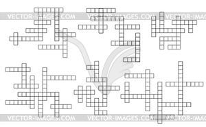 Crossword puzzle grid template, blank empty boxes - royalty-free vector clipart