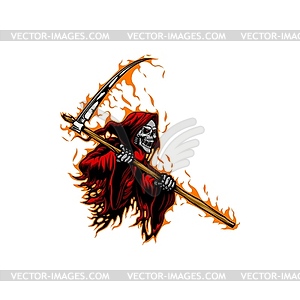 Death Grim Reaper character with scythe - royalty-free vector clipart