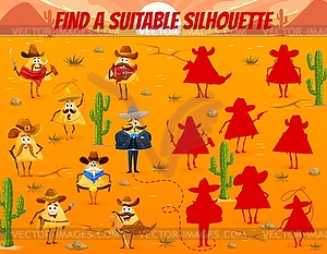 Find suitable silhouette of Mexican nacho cowboy - vector image