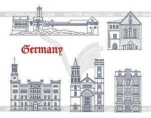 Germany, Zittau and Eisenach Wartburg buildings - vector image