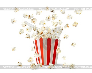 Popcorn box, Striped pop corn bucket container - vector clipart