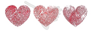 Fingerprint heart red thumb print - vector image