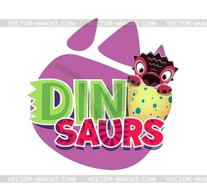 Мультяшный забавный персонаж динозавра и яйцо динозавра - векторизованное изображение