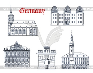 Germany, Bautzen, Gorlitz architecture buildings - vector image