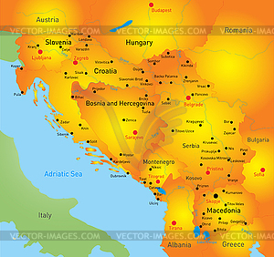 Balkan map - royalty-free vector clipart