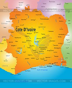 Cote d Ivoire map - vector clipart