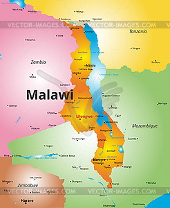 Color map of Malawi country - vector clipart