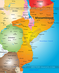 Color map of Mozambique country - vector clip art