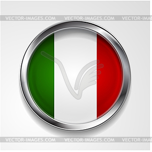 Button with stylish metallic frame. Italian flag - vector clipart / vector image