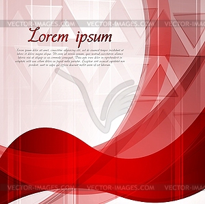 Wavy bright red backdrop with triangles - vector clipart