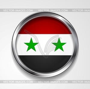 Button with stylish metallic frame. Syrian flag - vector EPS clipart