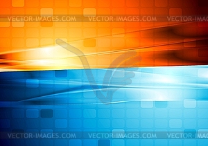 Blue and orange abstract tech design - vector image