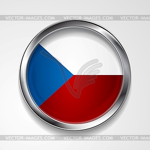 Button with stylish metallic frame. Czech flag - vector clipart