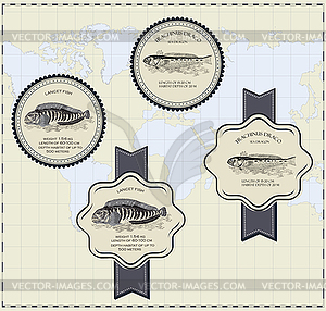 Fish labels - vector image