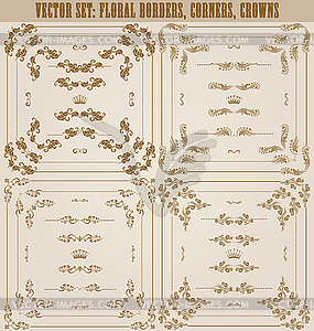 Set of gold decorative borders, frame - stock vector clipart