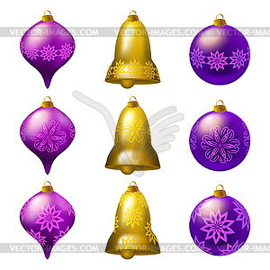 Collection of colorful Christmas bauble - vector image