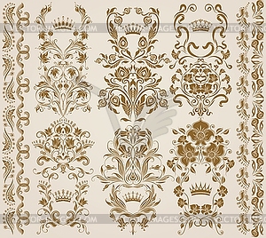 Set of vector damask ornaments. - vector clipart