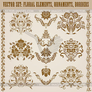 Set of damask ornaments - vector clipart