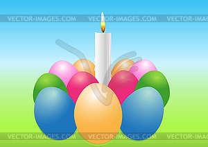 Easter egg with candle - vector clipart