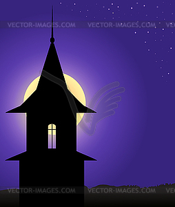 Tower in moonlight - vector clipart / vector image