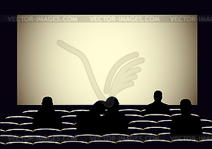 Cinema with silhouettes of people - vector clip art