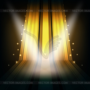 Abstract golden background with stripes and spot - vector image