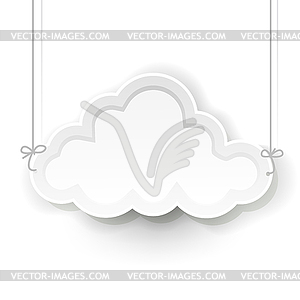 White cloud symbol hanging - vector clip art