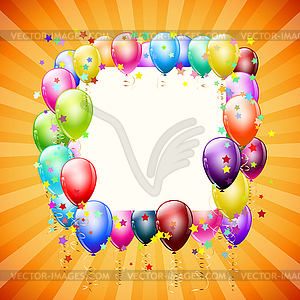 Frame with balloons and stars on retro background - stock vector clipart