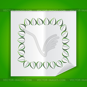 Frame with leaves made of cutout paper - vector clipart
