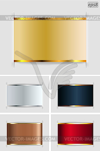 Set of metallic labels on grey - vector image