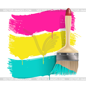 Paint brush with color banners - vector image