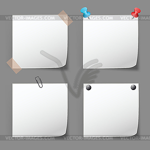 Set of note papers on gray - vector clip art