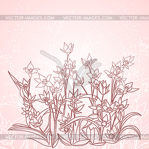 Outline decorative floral background - vector clipart