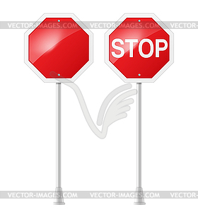 Stop road sign with support - vector clipart