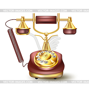 Vintage golden telephone - vector clipart