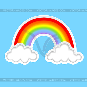Background with clouds and rainbow - vector clipart